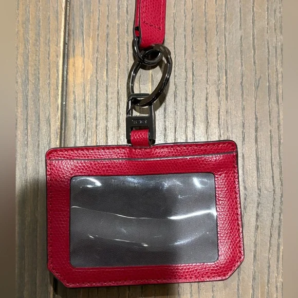 Luigi Badge Reel Tumi Travel Lanyard Tumi Red Leather ID Badge Holder Lanyard